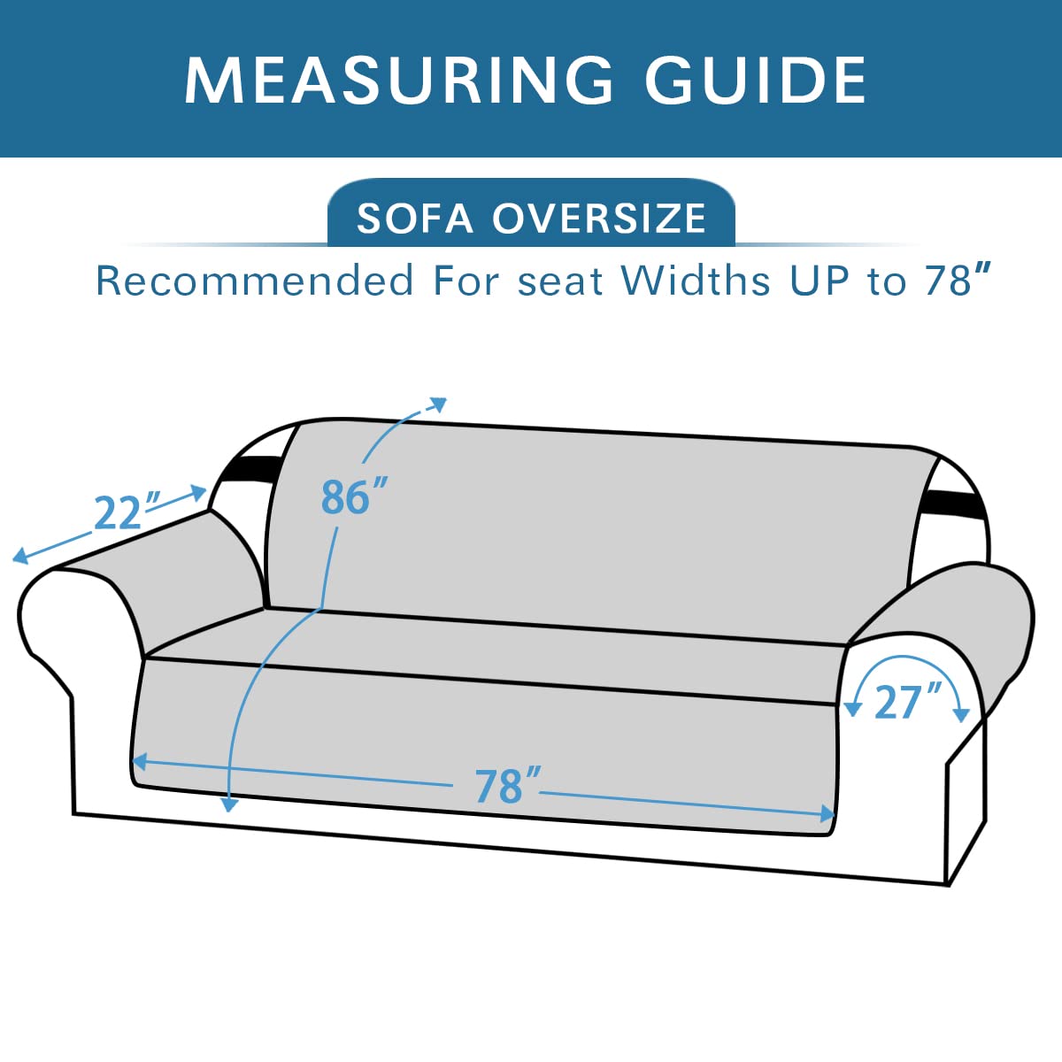 PrimeBeau 100% Waterproof Sofa Cover Protector | Couch Slipcover for 3 Cushion Couch | Non Slip Backing, Adjustable Strap | 5-Layers Material | Fits Seat Width up to 68"