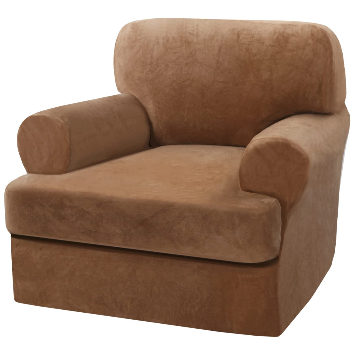 PrimeBeau 2 Piece Armchair Slipcovers Thick Velvet Couch Cover Furniture Protector Stretch Sofa Covers for 1 Cushion Couch with 1 Individual T Cushion Covers Washable