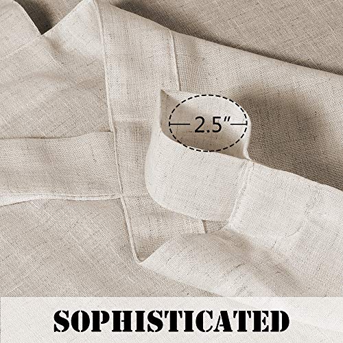 PrimeBeau Natural Linen Mix Tab Top Curtains, Light Filtering Panels (Set of 2)