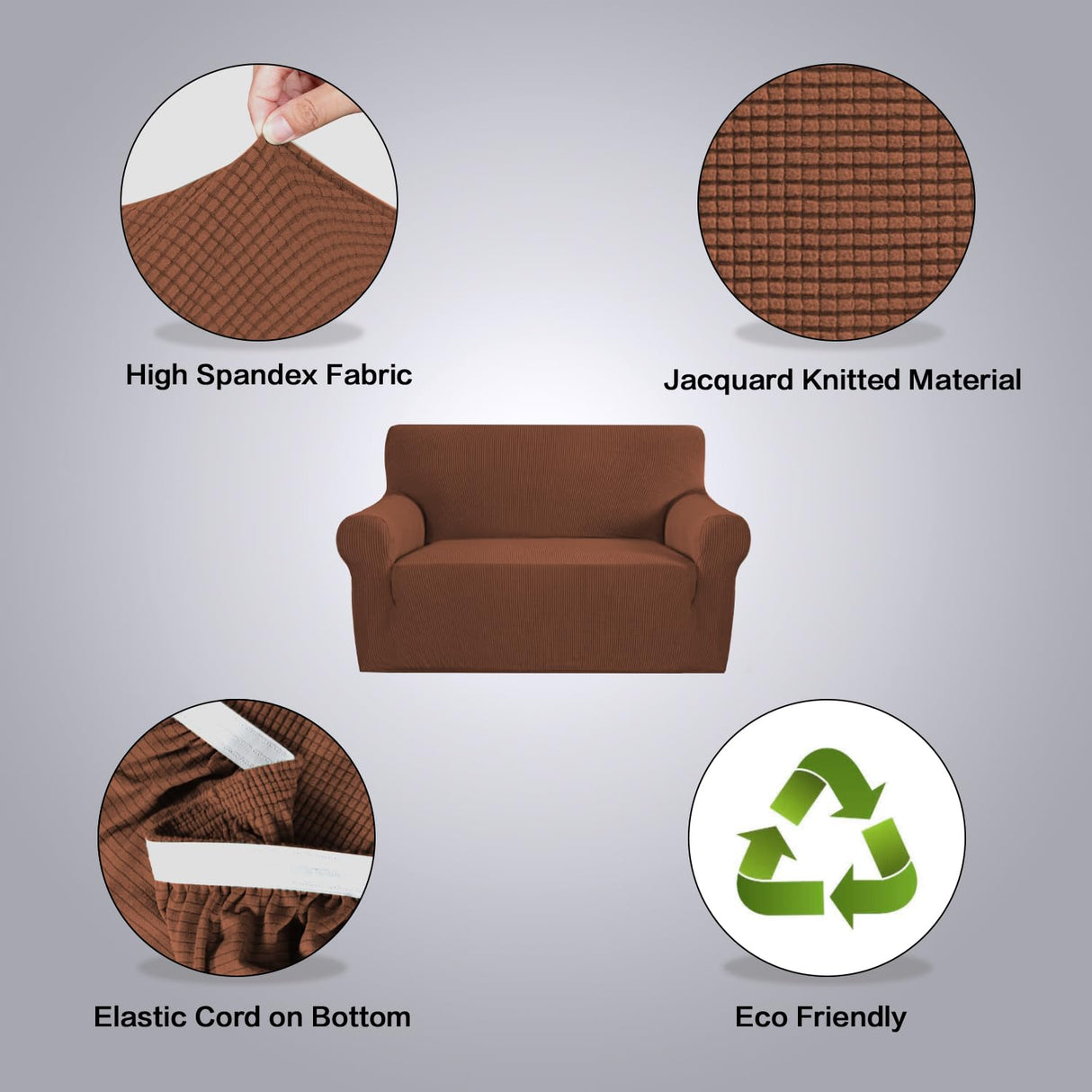 PrimeBeau Stretch Loveseat Slipcovers|Sofa Cover for Loveseat 1 Piece with Elastic Bottom, Textured Checked Jacquard Fabric