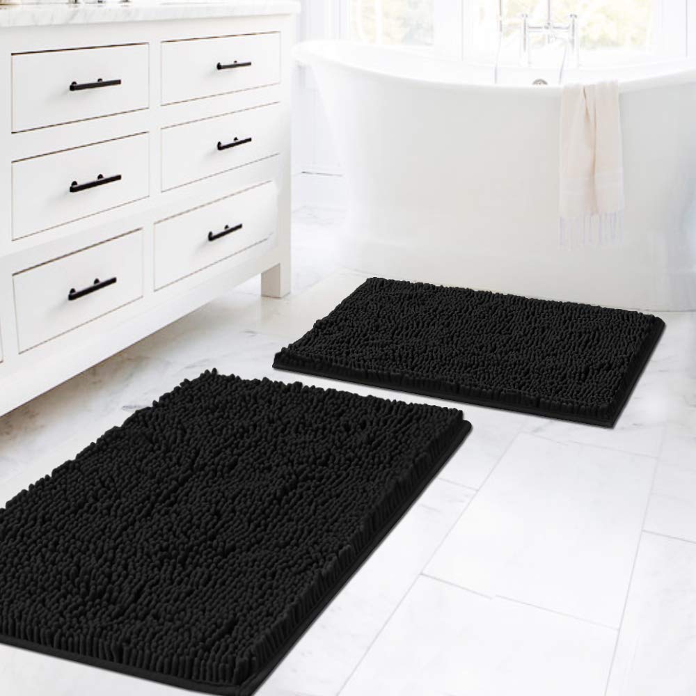 PrimeBeau Bath Mats Non Slip, Soft Shaggy Microfiber, Absorbent, Machine-Washable Rugs(2Pieces)