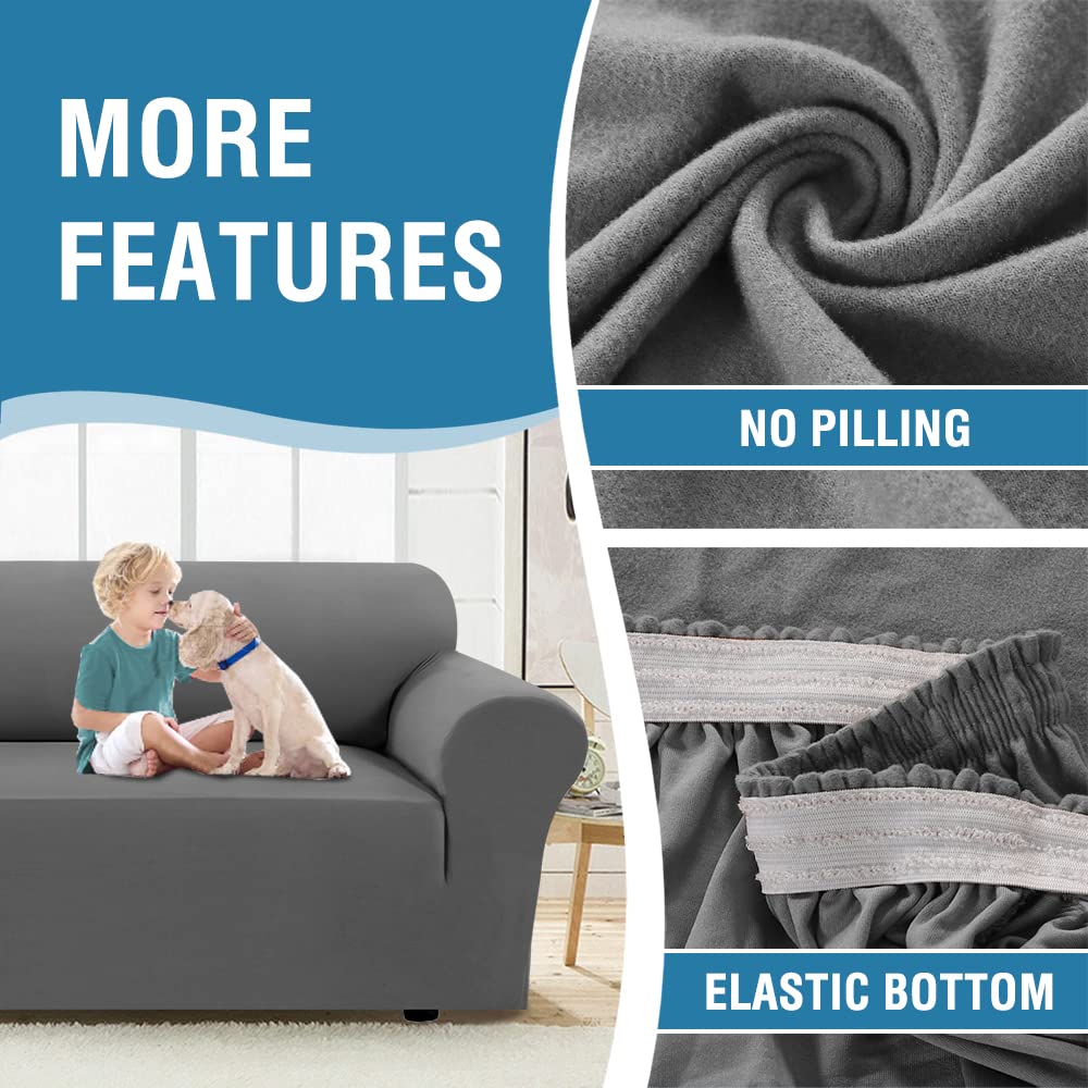 PrimeBeau 2023 Version Armchair Cover 1-Piece Stretch Couch Covers for 1 Cushion Couch Sofa Cover Spandex Non Slip Soft Form Fit Furniture Protector with Elastic Bottom