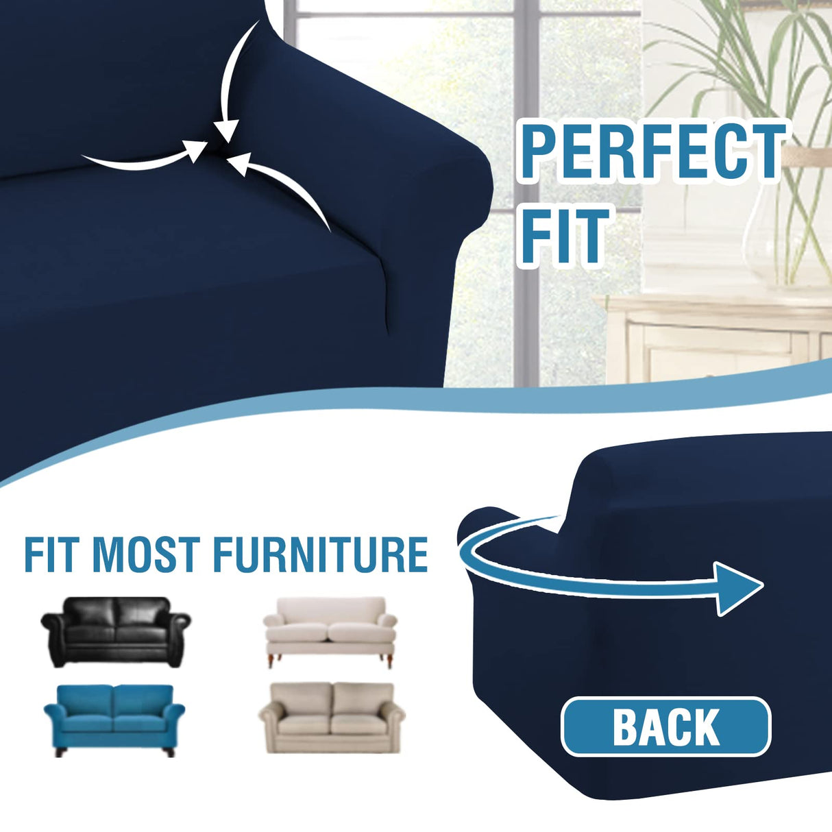 PrimeBeau 2023 Version Loveseat Cover 1-Piece Stretch Couch Covers for 2 Cushion Couch Sofa Cover Spandex Non Slip Soft Form Fit Furniture Protector with Elastic Bottom