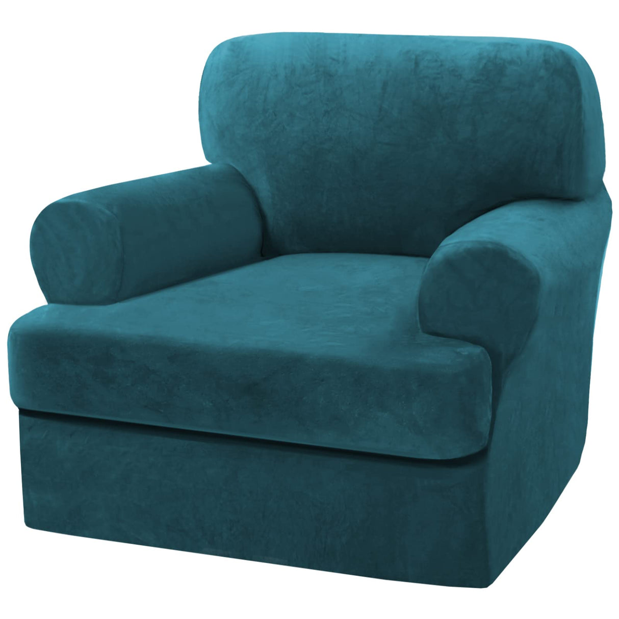 PrimeBeau 2 Piece Armchair Slipcovers Thick Velvet Couch Cover Furniture Protector Stretch Sofa Covers for 1 Cushion Couch with 1 Individual T Cushion Covers Washable