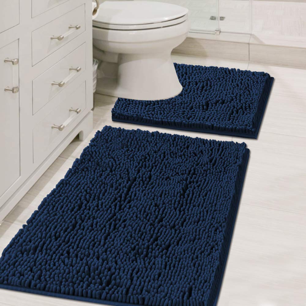 PrimeBeau Bath Mats Non Slip, Soft Shaggy Microfiber, Absorbent, Machine-Washable Rugs(2Pieces)