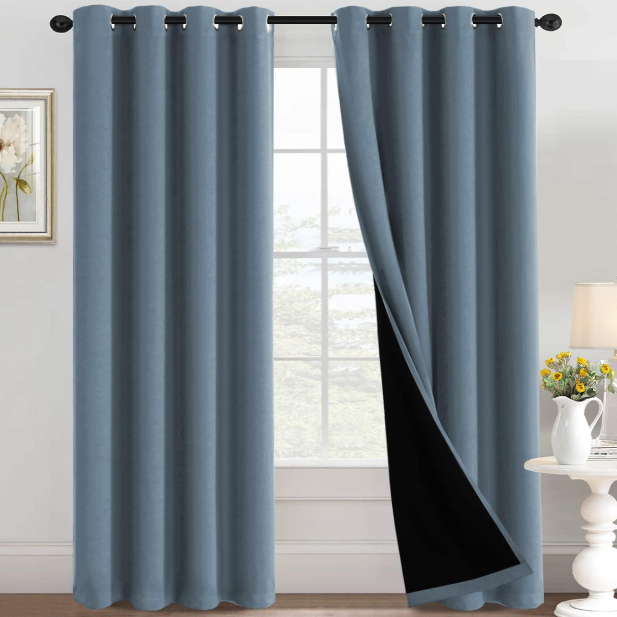 H.Versailtex Blackout Curtains for Bedroom with Black Liner 1 Panel