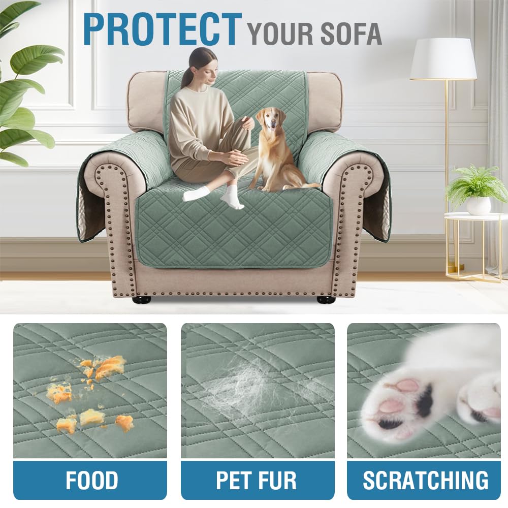 PrimeBeau 100% Waterproof Armchair Covers Washable,Thick Soft Couch Cover for Dogs with Elastic Straps (Armchair, Diamond Shape)