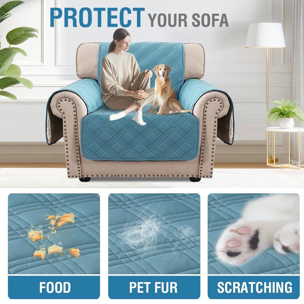 PrimeBeau 100% Waterproof Armchair Covers Washable,Thick Soft Couch Cover for Dogs with Elastic Straps (Armchair, Diamond Shape)