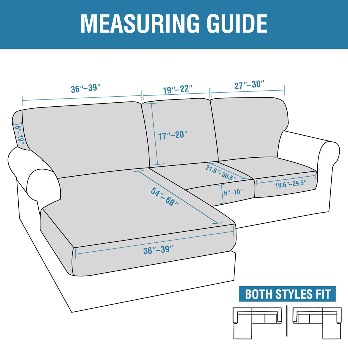 PrimeBeau 2024 New Sectional Couch Covers 6 Pieces Stretch Sofa Cover for Sectional Sofa Set Separate L Shaped Couch Cover for Both Left/Right Couch (Seat and Back: 1 Chaise for Loveseat)