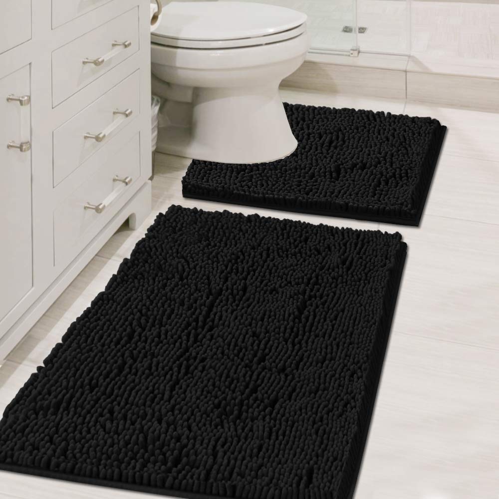 PrimeBeau Bath Mats Non Slip, Soft Shaggy Microfiber, Absorbent, Machine-Washable Rugs(2Pieces)