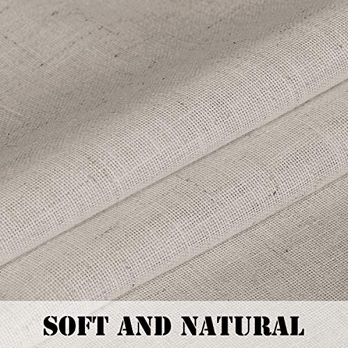 PrimeBeau Natural Linen Mix Tab Top Curtains, Light Filtering Panels (Set of 2)