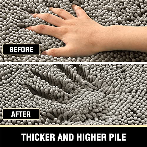 PrimeBeau Luxury Chenille Bath Mat (1 Piece with PVC Back) - Extra Soft, Absorbent, Non-Slip, Quick Dry, Washable