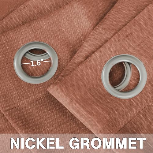 PrimeBeau Faux Linen Semi-Sheer Curtains - Set of 2 Panels, 52 Series Medium Length