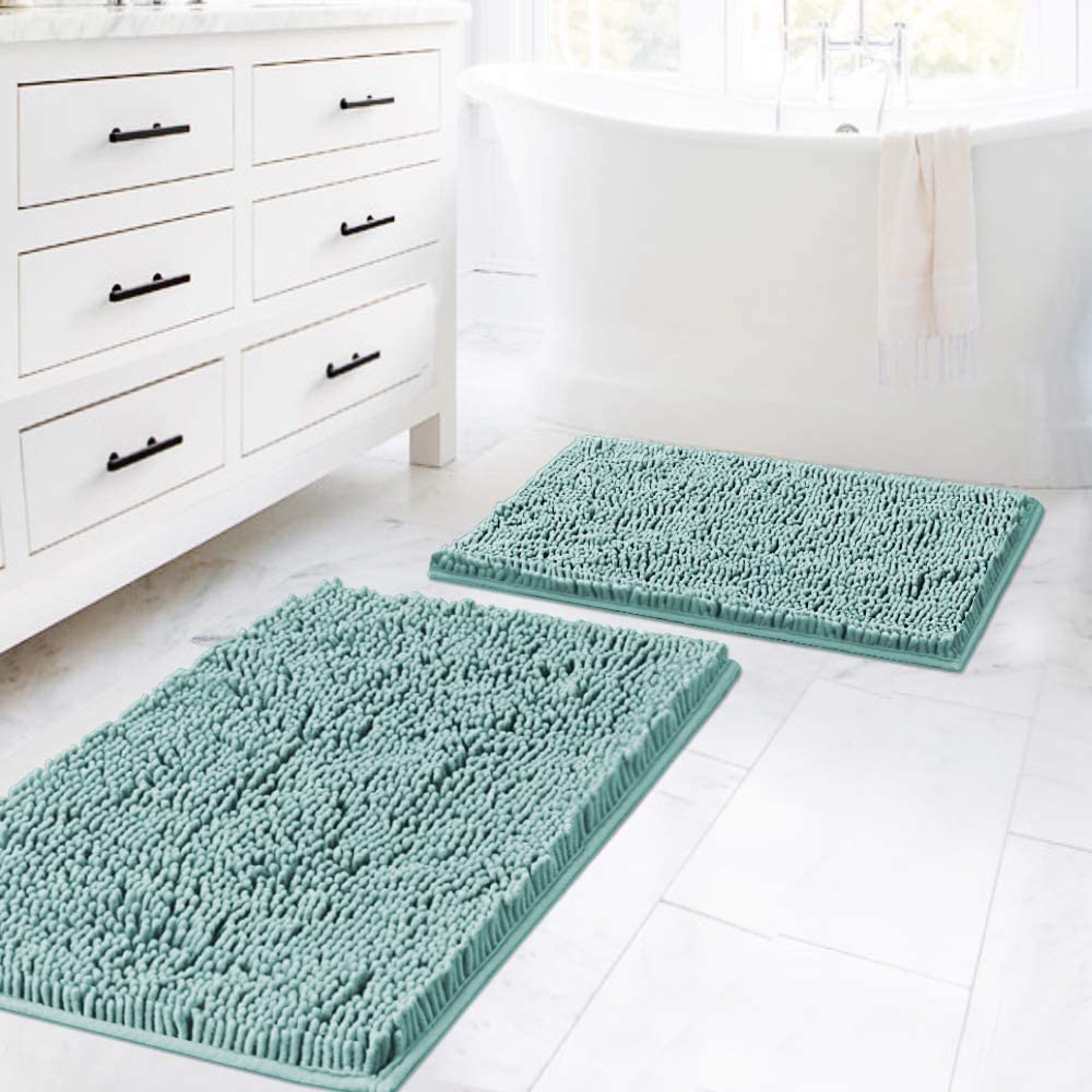 PrimeBeau Bath Mats Non Slip, Soft Shaggy Microfiber, Absorbent, Machine-Washable Rugs(2Pieces)