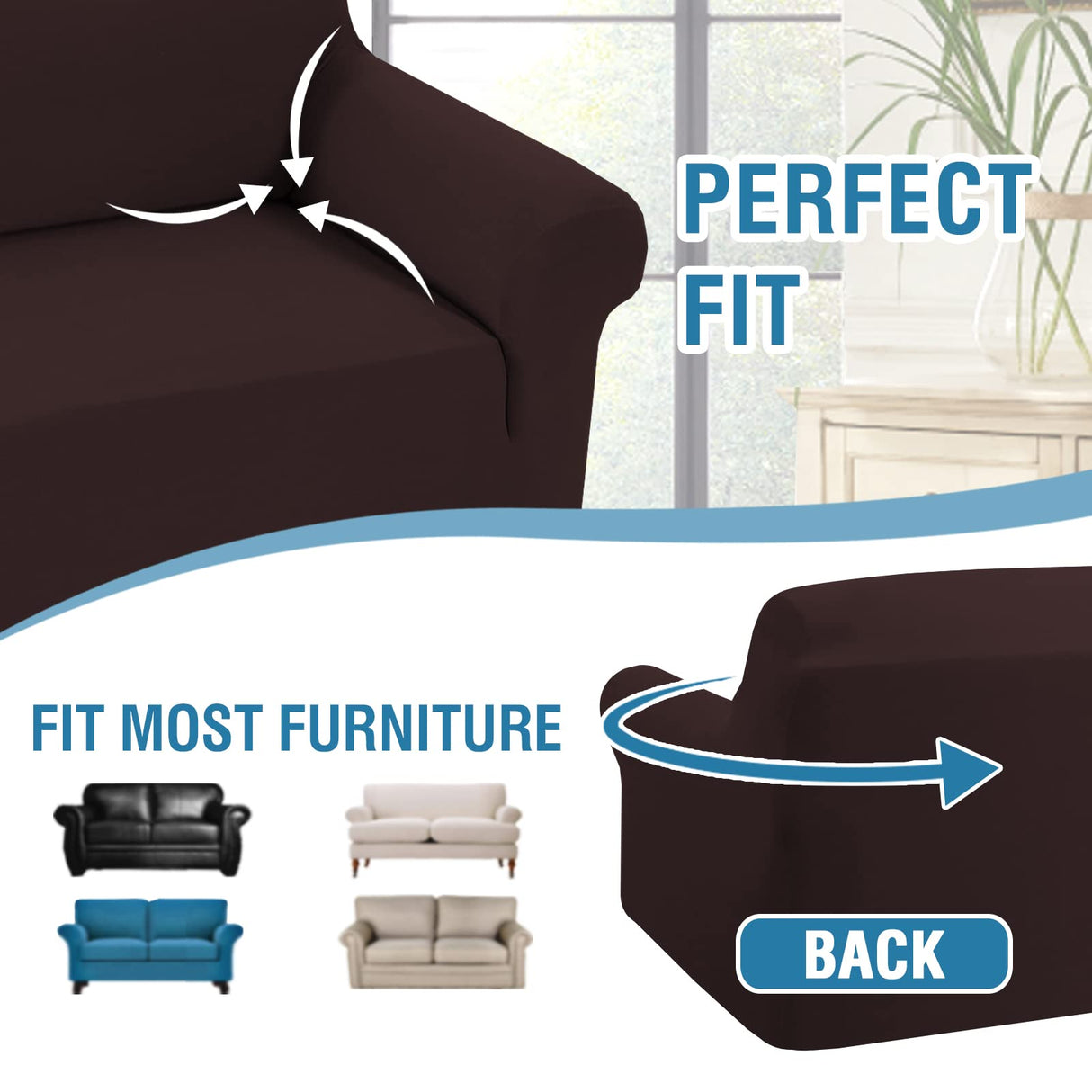 PrimeBeau 2023 Version Loveseat Cover 1-Piece Stretch Couch Covers for 2 Cushion Couch Sofa Cover Spandex Non Slip Soft Form Fit Furniture Protector with Elastic Bottom