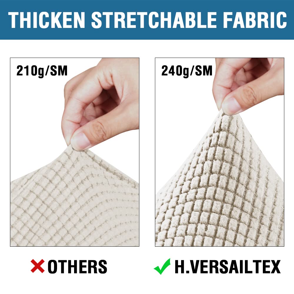 H.VERSAILTEX 4 Piece Stretch Sofa Covers for 3 Cushion Couch Covers for Living Room Furniture Slipcovers (Base Cover Plus 3 Seat Cushion Covers) Thicker Jacquard Fabric (XL Sofa, Island Fossi)