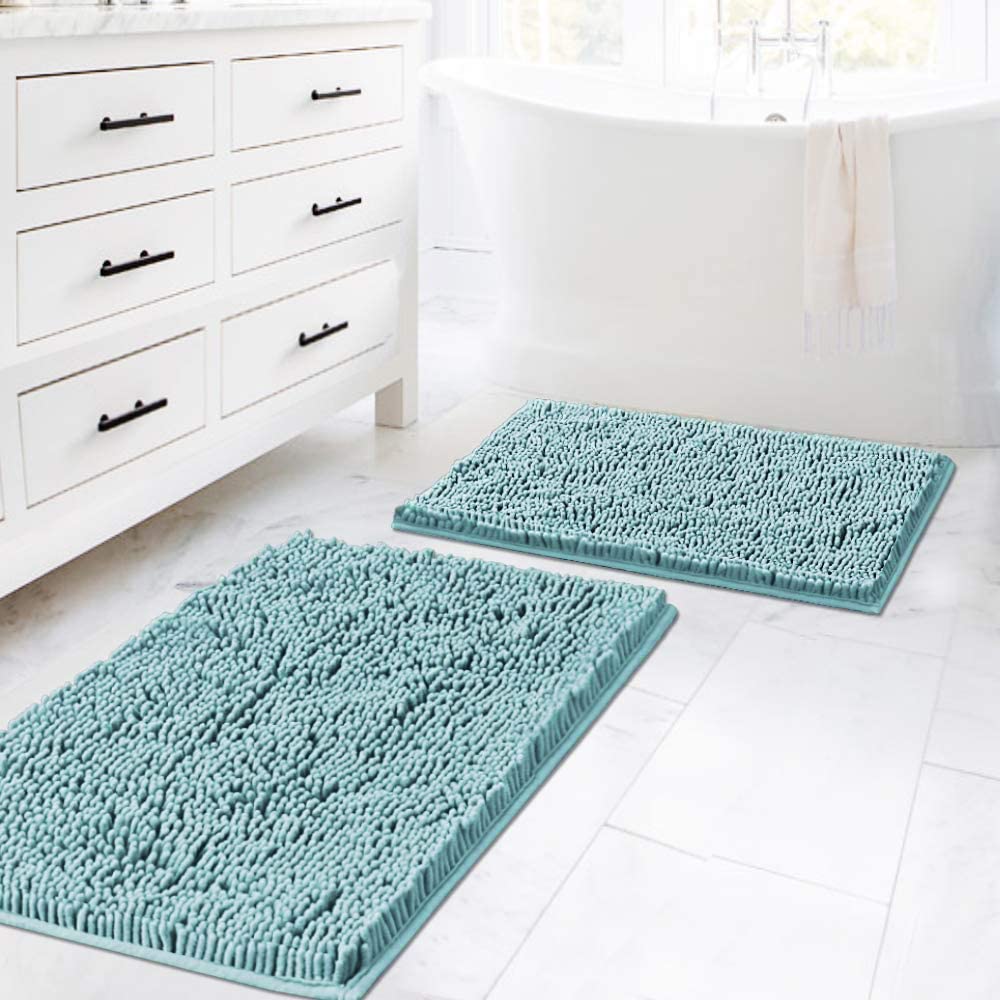 PrimeBeau Bath Mats Non Slip, Soft Shaggy Microfiber, Absorbent, Machine-Washable Rugs(2Pieces)