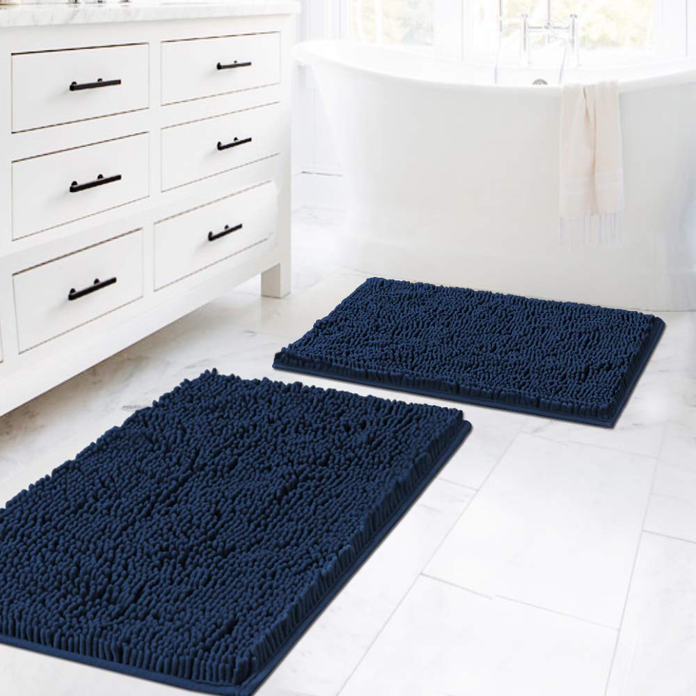 PrimeBeau Bath Mats Non Slip, Soft Shaggy Microfiber, Absorbent, Machine-Washable Rugs(2Pieces)