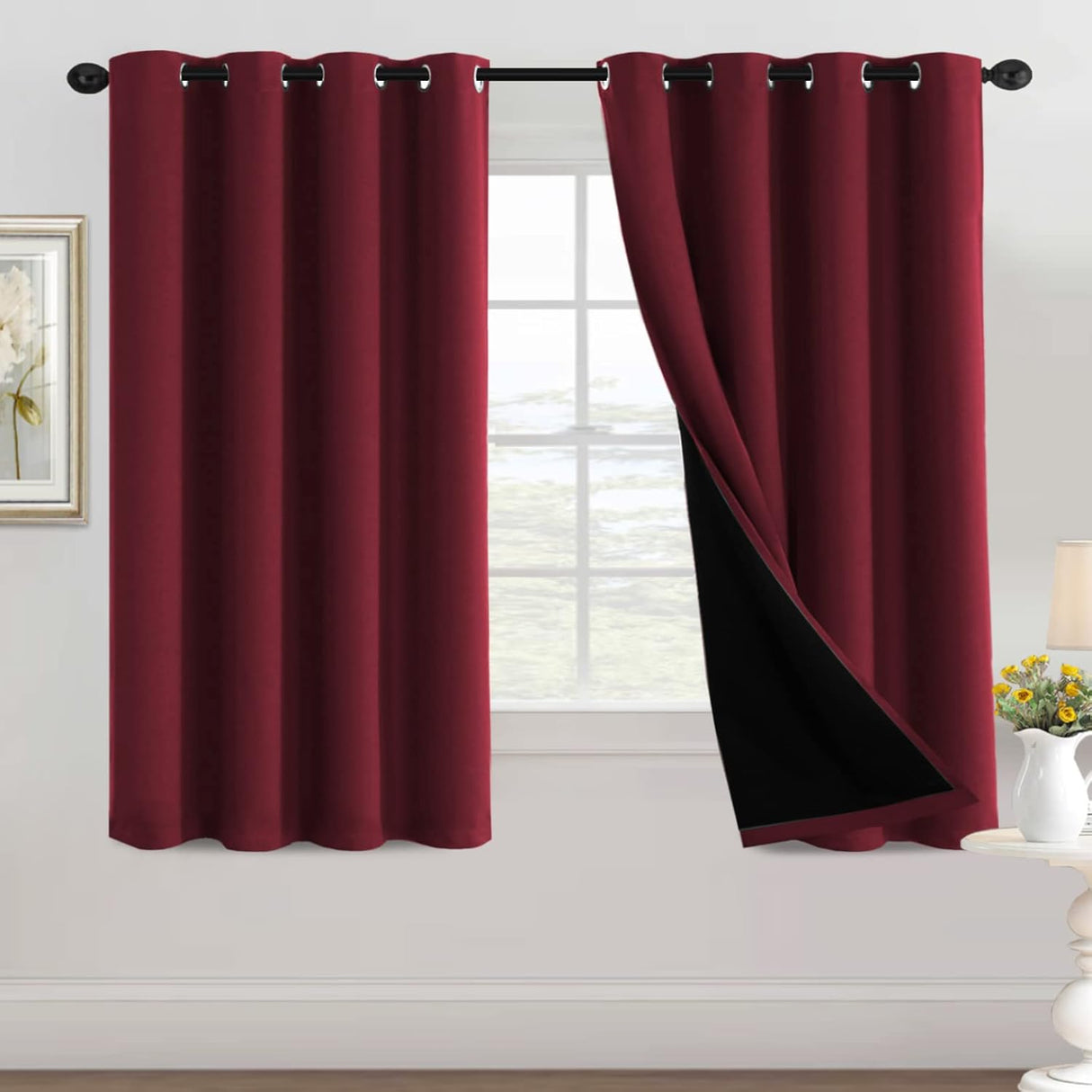H.Versailtex Blackout Curtains for Bedroom with Black Liner 1 Panel