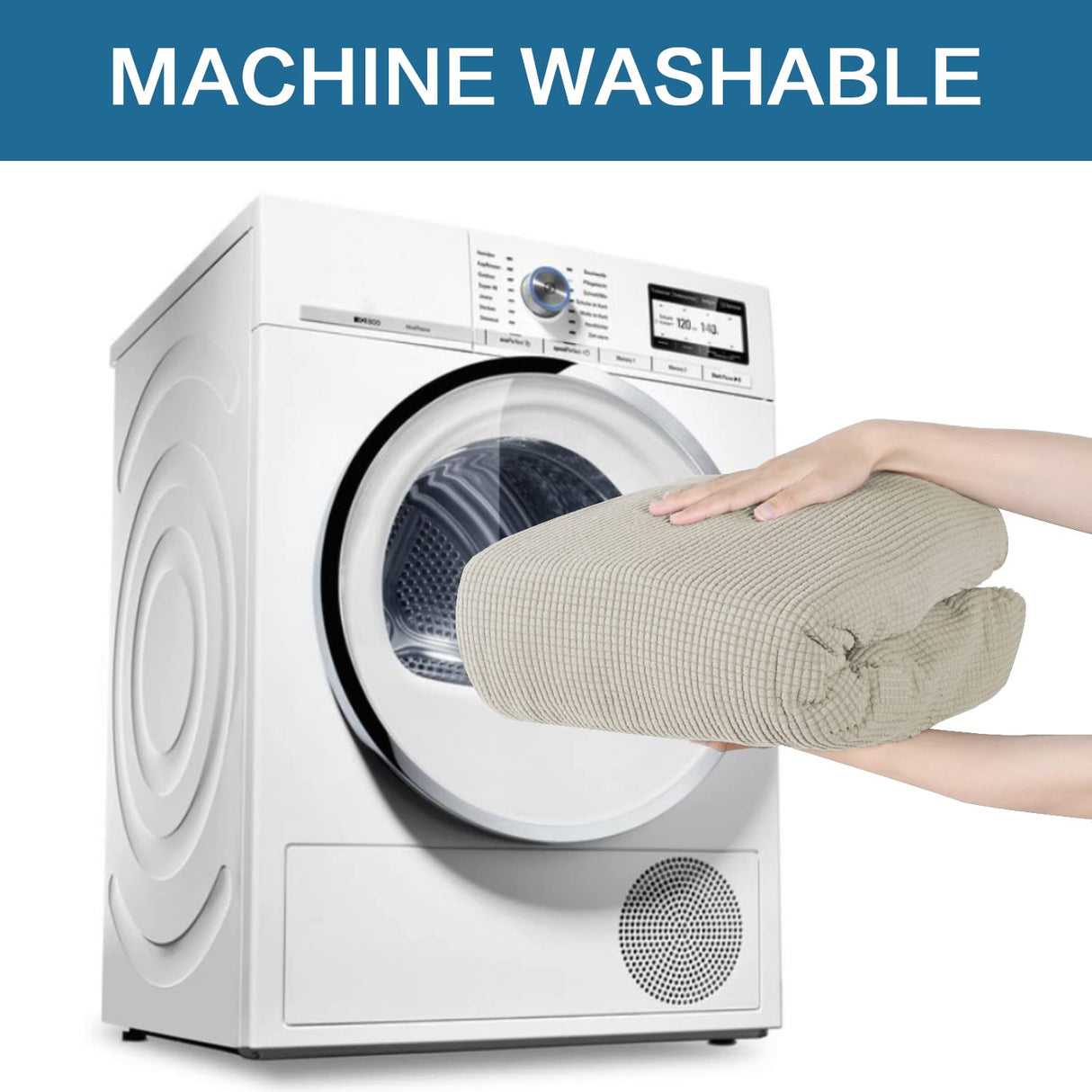 PrimeBeau Stretch Loveseat Slipcovers|Sofa Cover for Loveseat 1 Piece with Elastic Bottom, Textured Checked Jacquard Fabric