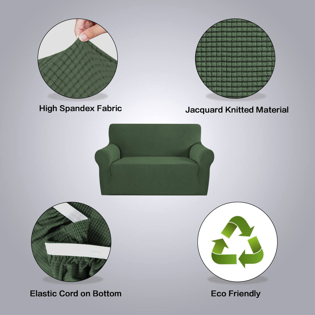 PrimeBeau Stretch Loveseat Slipcovers|Sofa Cover for Loveseat 1 Piece with Elastic Bottom, Textured Checked Jacquard Fabric