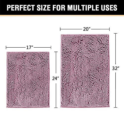 PrimeBeau Bath Mats Non Slip, Soft Shaggy Microfiber, Absorbent, Machine-Washable Rugs(2Pieces)