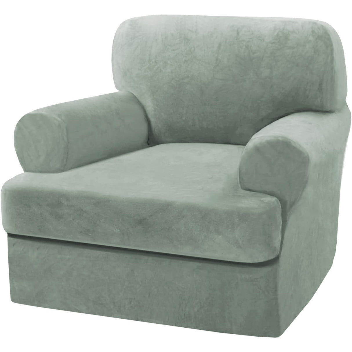 PrimeBeau 2 Piece Armchair Slipcovers Thick Velvet Couch Cover Furniture Protector Stretch Sofa Covers for 1 Cushion Couch with 1 Individual T Cushion Covers Washable