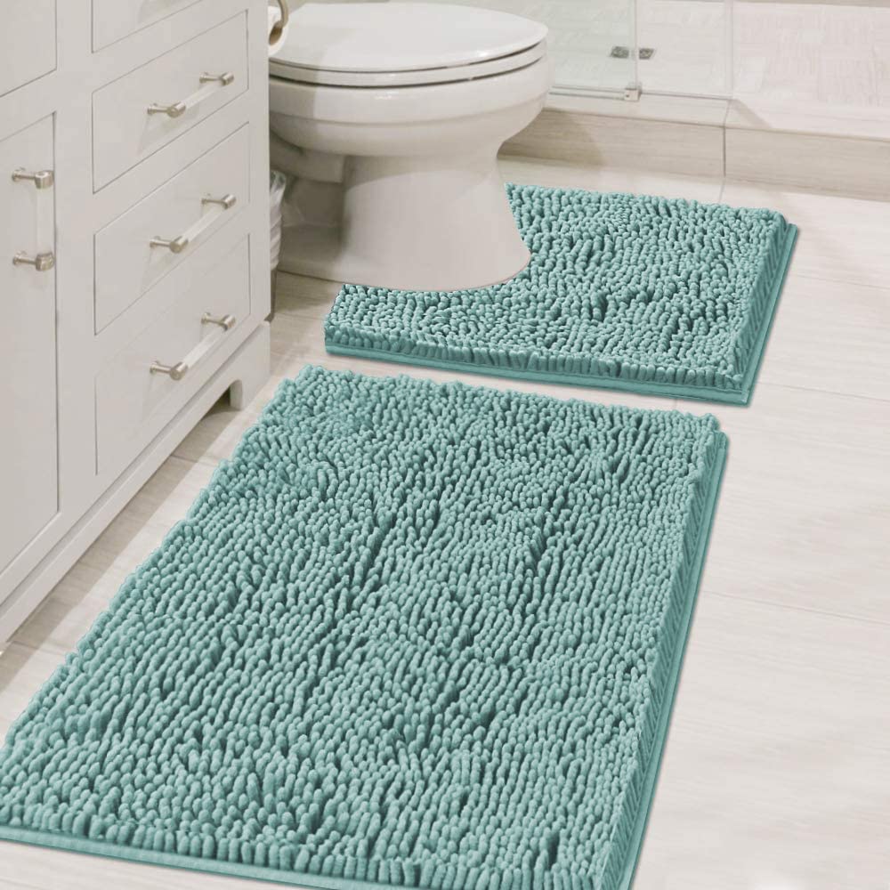 PrimeBeau Bath Mats Non Slip, Soft Shaggy Microfiber, Absorbent, Machine-Washable Rugs(2Pieces)