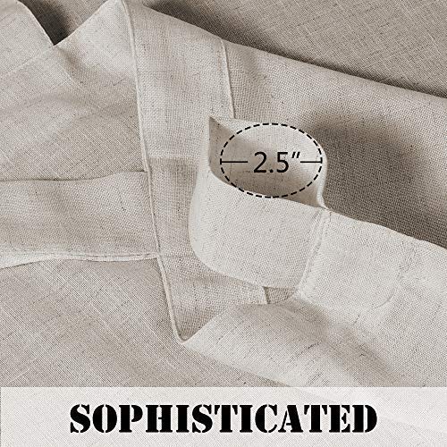 PrimeBeau Natural Linen Mix Tab Top Curtains, Light Filtering Panels (Set of 2)