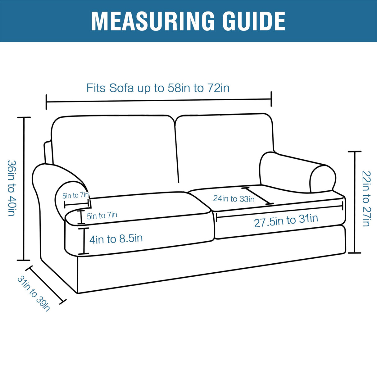 PrimeBeau Sofa Cover 3 Pieces T Cushion Loveseat Slipcovers Thick Velvet Couch Cover Furniture Protector Stretch T Cushion Sofa Covers for 2 Cushion Couch with 2 T Cushion Covers Washable