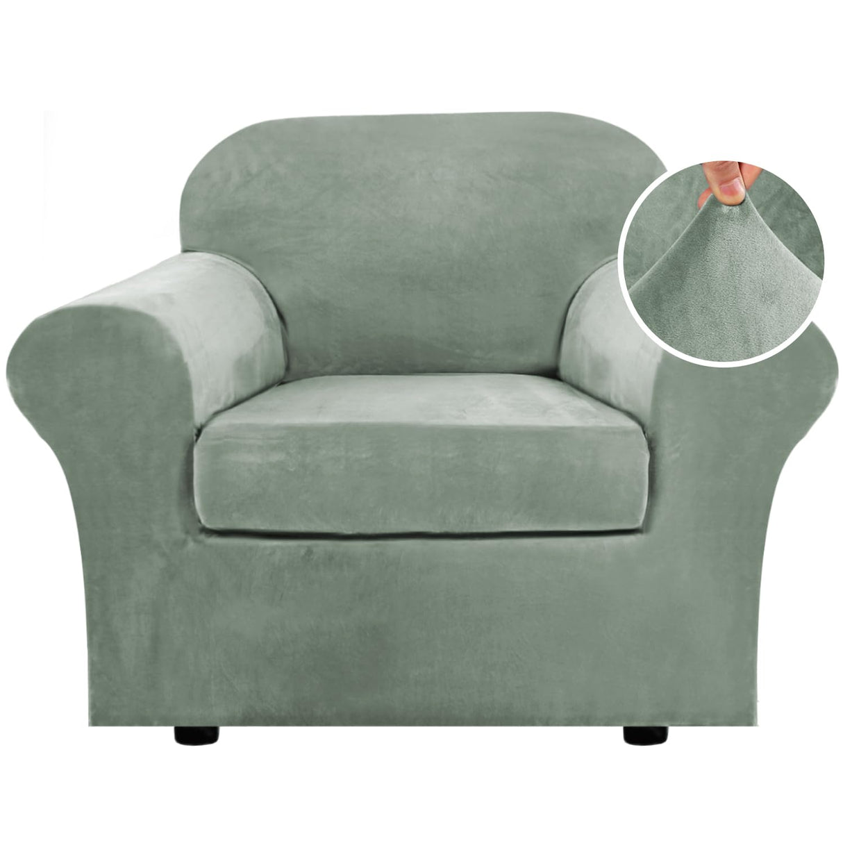 H.Versailtex Modern Velvet Plush High Stretch Sofa Slipcover with Elastic Bottom