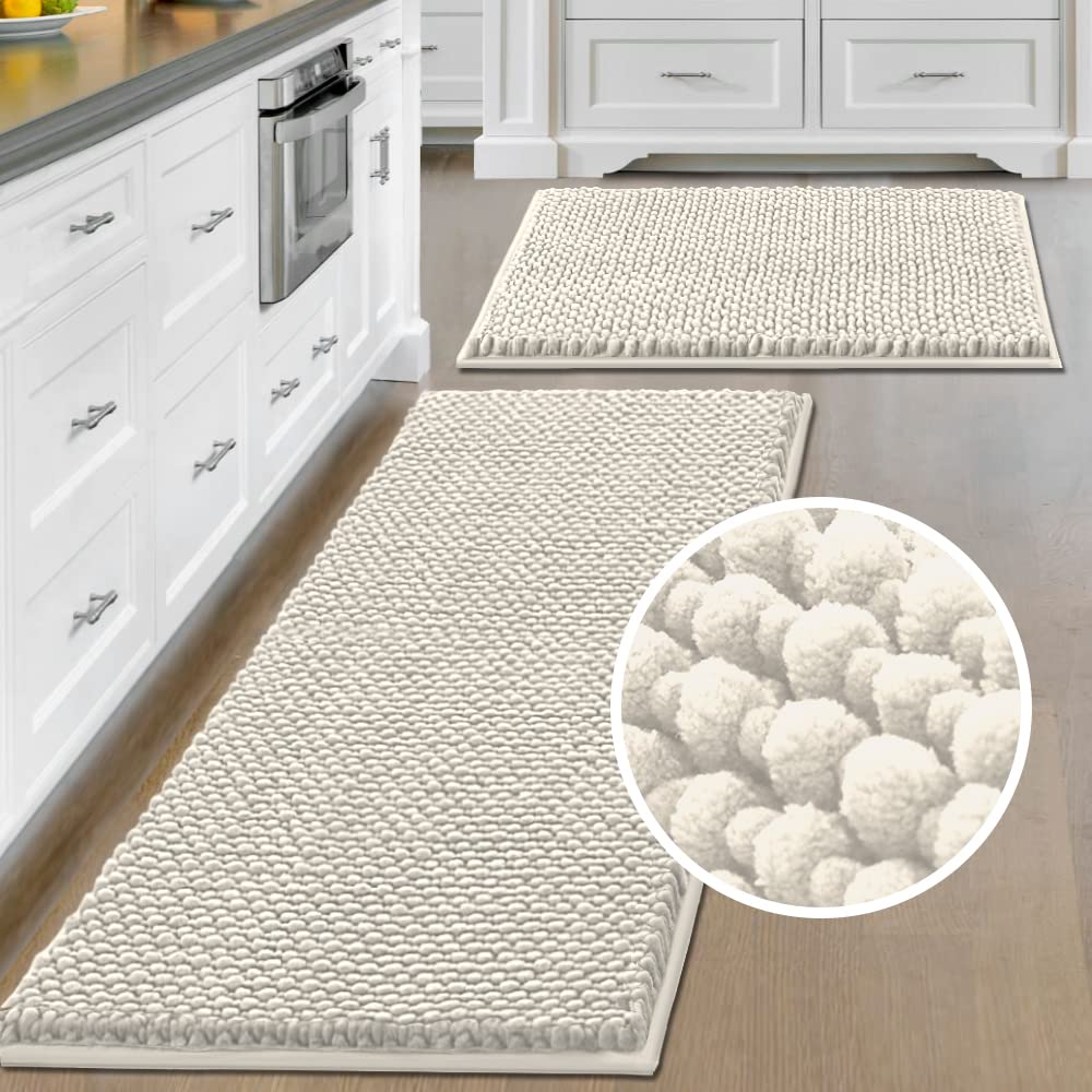 PrimeBeau Bath Mat Bathroom Rugs Sets Plush Water Absorbent Non Skid Mats for Bathroom Kitchen/Living Room (Set of 2)