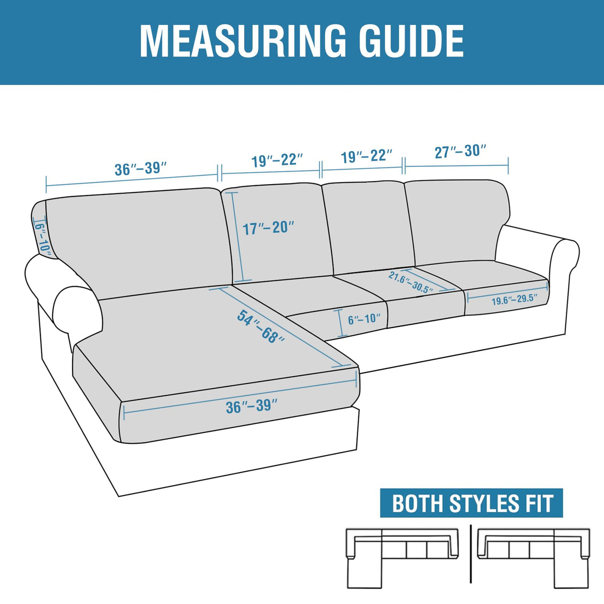 PrimeBeau 2024 New Sectional Couch Covers 8 Pieces Stretch Sofa Covers for Sectional Sofa Set Separate L Shaped Couch Cover for Both Left/Right Couch (Seat and Back: 1 Chaise for Sofa)