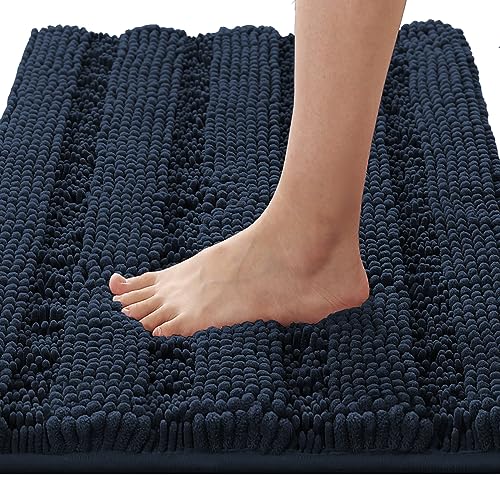 PrimeBeau Luxury Chenille Striped Bath Mats Set | Ultra Thick & Absorbent Non Slip Rugs 20“ x 32"