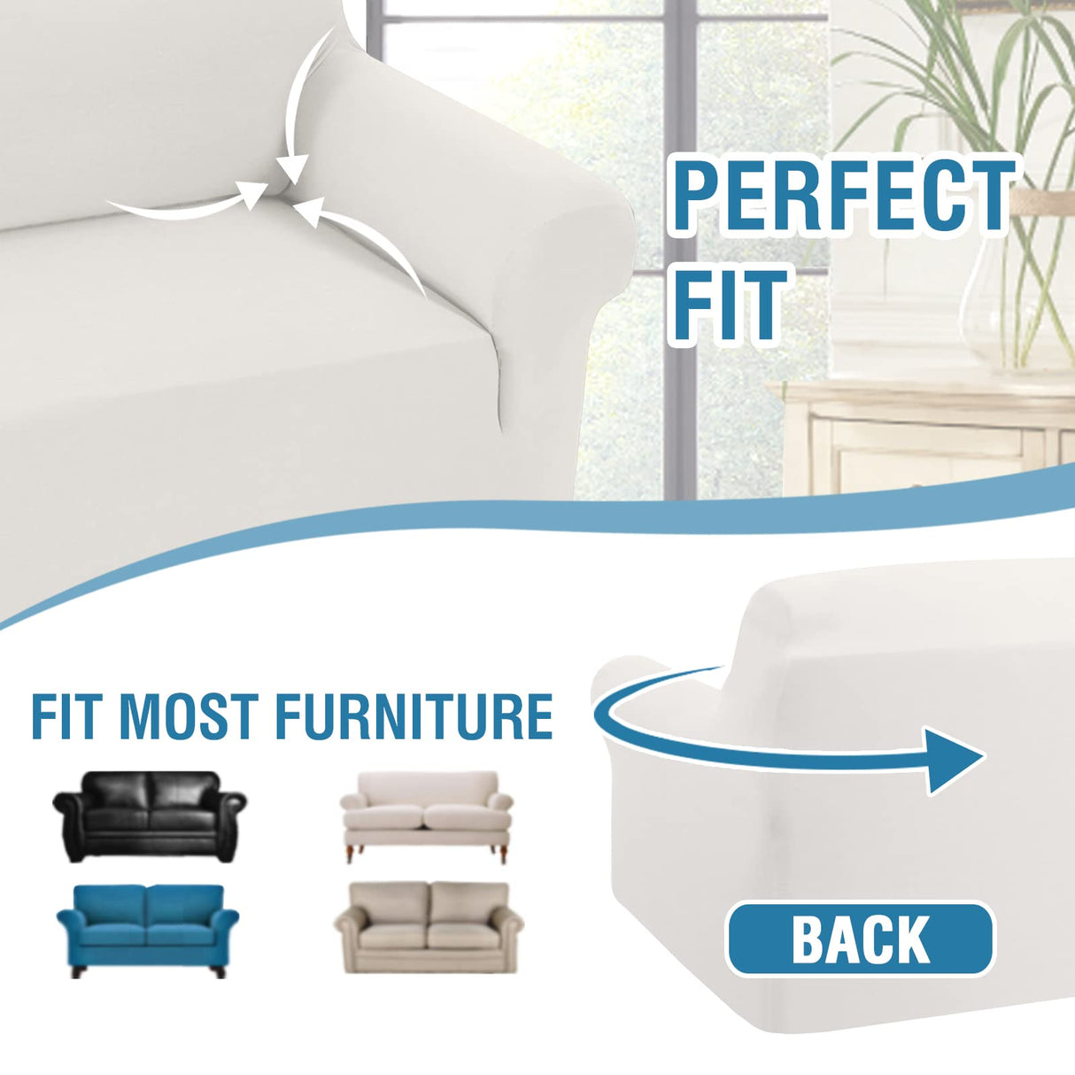 PrimeBeau 2023 Version Loveseat Cover 1-Piece Stretch Couch Covers for 2 Cushion Couch Sofa Cover Spandex Non Slip Soft Form Fit Furniture Protector with Elastic Bottom