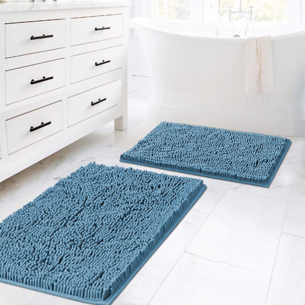 PrimeBeau Bath Mats Non Slip, Soft Shaggy Microfiber, Absorbent, Machine-Washable Rugs(2Pieces)