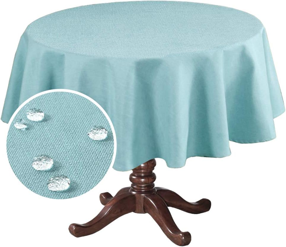 H.Versailtex Linen Textured Table Cloths Premium Solid Tablecloth Spill-Proof Waterproof Table Cover