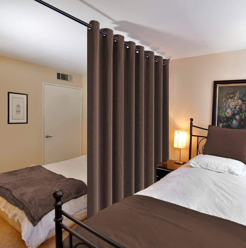 PrimeBeau Faux Linen Room Darkening/Room Dividing Curtain Draper Extra Wide & Long