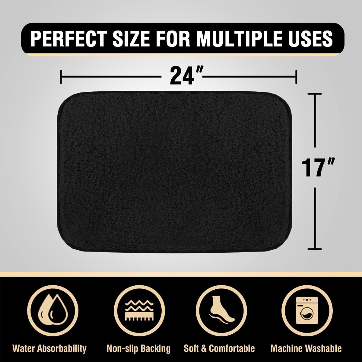 PrimeBeau Bathroom Rug Tufted Bath Mat Non Slip Area Rug,Extra Soft Absorbent Shaggy Kitchen Rug Microfiber Fast Dry- 1 Piece