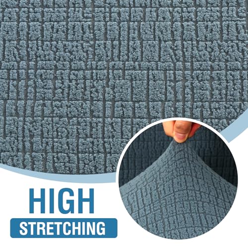 H.VERSAILTEX 2024 Newest Jacquard Couch Covers for 3 Cushion Couch 1 Piece Stretch Sofa Covers Furniture Protector Anti-Slip Soft Thickened Dogs Slipcovers Washable Crizzle Pattern(Sofa, Stone Blue)