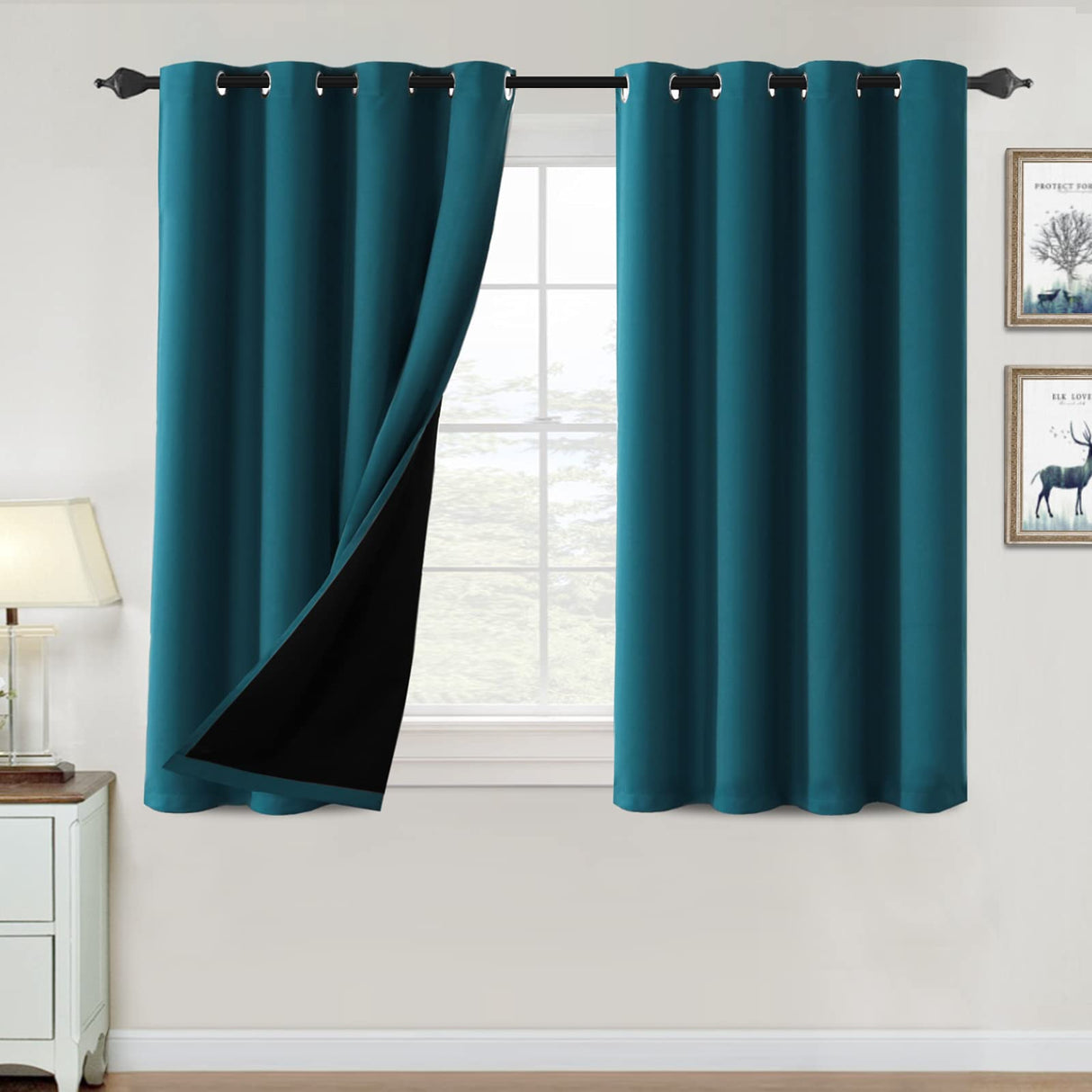 PrimeBeau 100% Blackout Grommet Curtain Draper Set of 2 Panels 52 Series