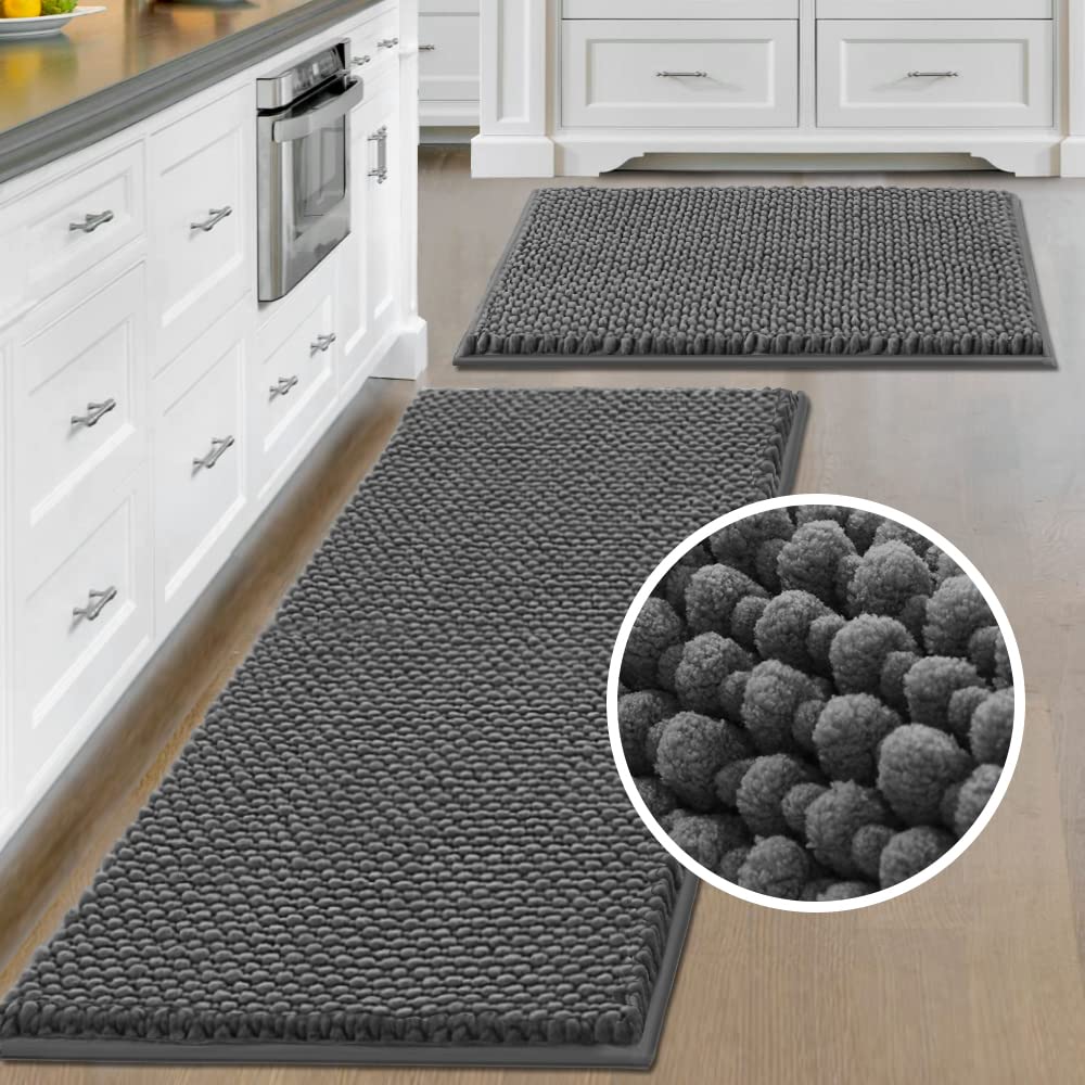 PrimeBeau Bath Mat Bathroom Rugs Sets Plush Water Absorbent Non Skid Mats for Bathroom Kitchen/Living Room (Set of 2)