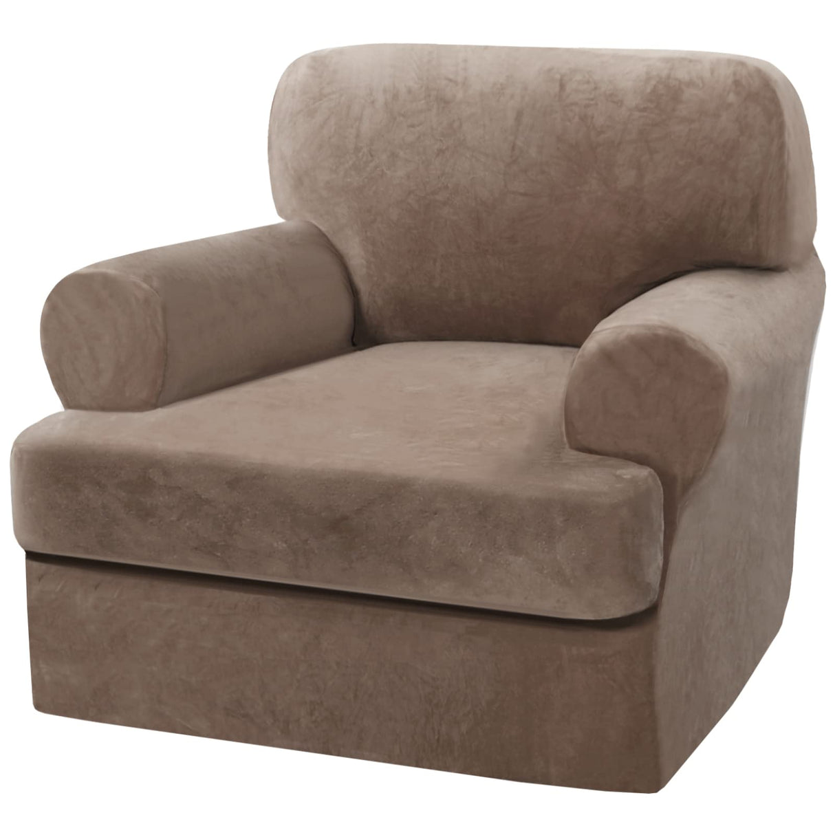 PrimeBeau 2 Piece Armchair Slipcovers Thick Velvet Couch Cover Furniture Protector Stretch Sofa Covers for 1 Cushion Couch with 1 Individual T Cushion Covers Washable