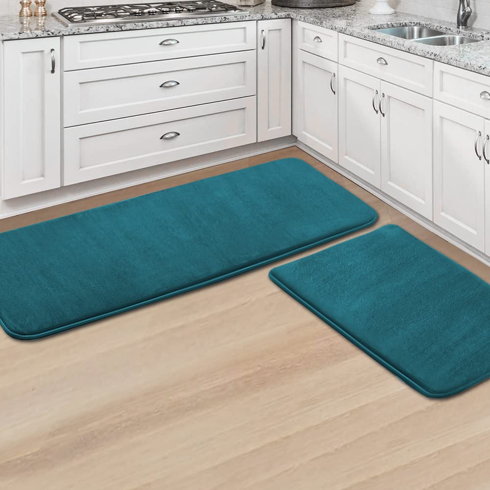 PrimeBeau Luxurious Memory Foam Bath Mat, Flannel Velvety Bath Mat Luxury Extra Soft and Absorbent Non Slip Rugs(Set of 2)