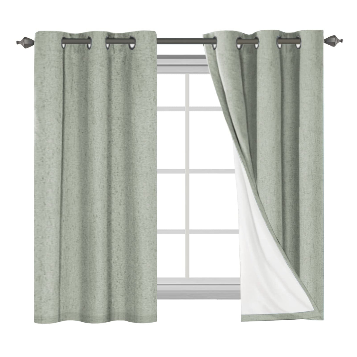 H.Versailtex Linen Blackout Thermal Insulated White Liner Grommet Top Small Window Curtains