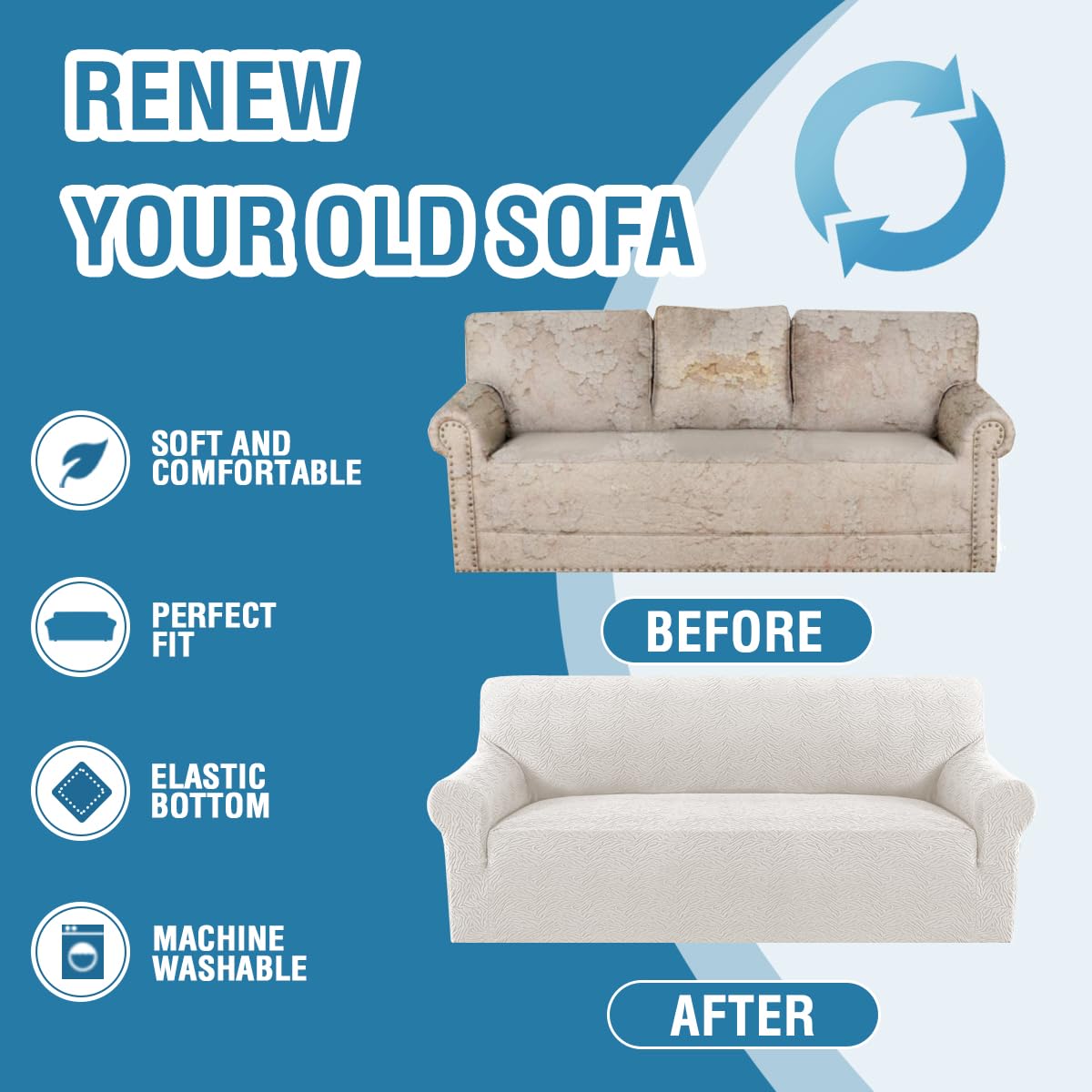 H.VERSAILTEX 2024 Newest Jacquard Couch Covers for 3 Cushion Couch 1 Piece Stretch Sofa Covers Furniture Protector Anti-Slip Soft Thickened Dogs Slipcovers Washable Leopard Pattern(Sofa, Pale Oak)