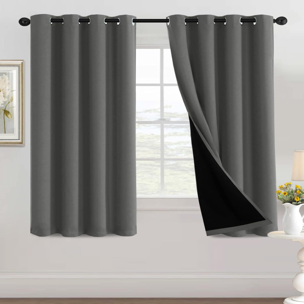 H.Versailtex Blackout Curtains for Bedroom with Black Liner 1 Panel