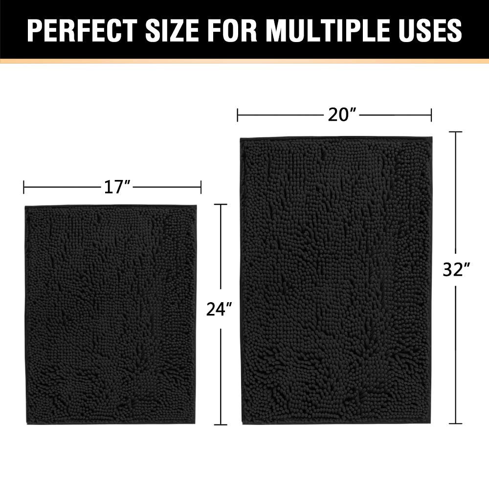 PrimeBeau Bath Mats Non Slip, Soft Shaggy Microfiber, Absorbent, Machine-Washable Rugs(2Pieces)