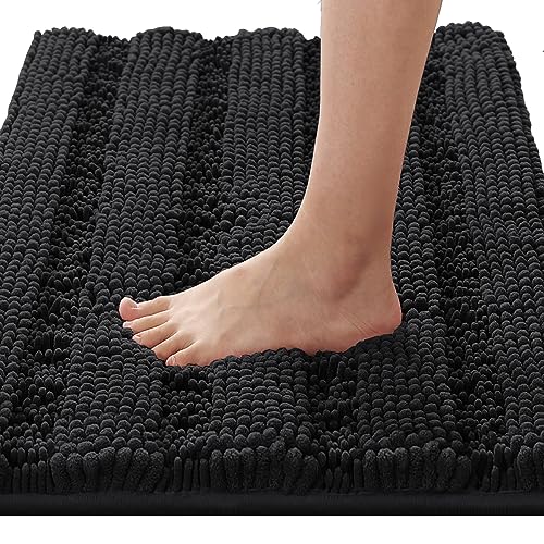 PrimeBeau Luxury Chenille Striped Bath Mats Set | Ultra Thick & Absorbent Non Slip Rugs 20“ x 32"