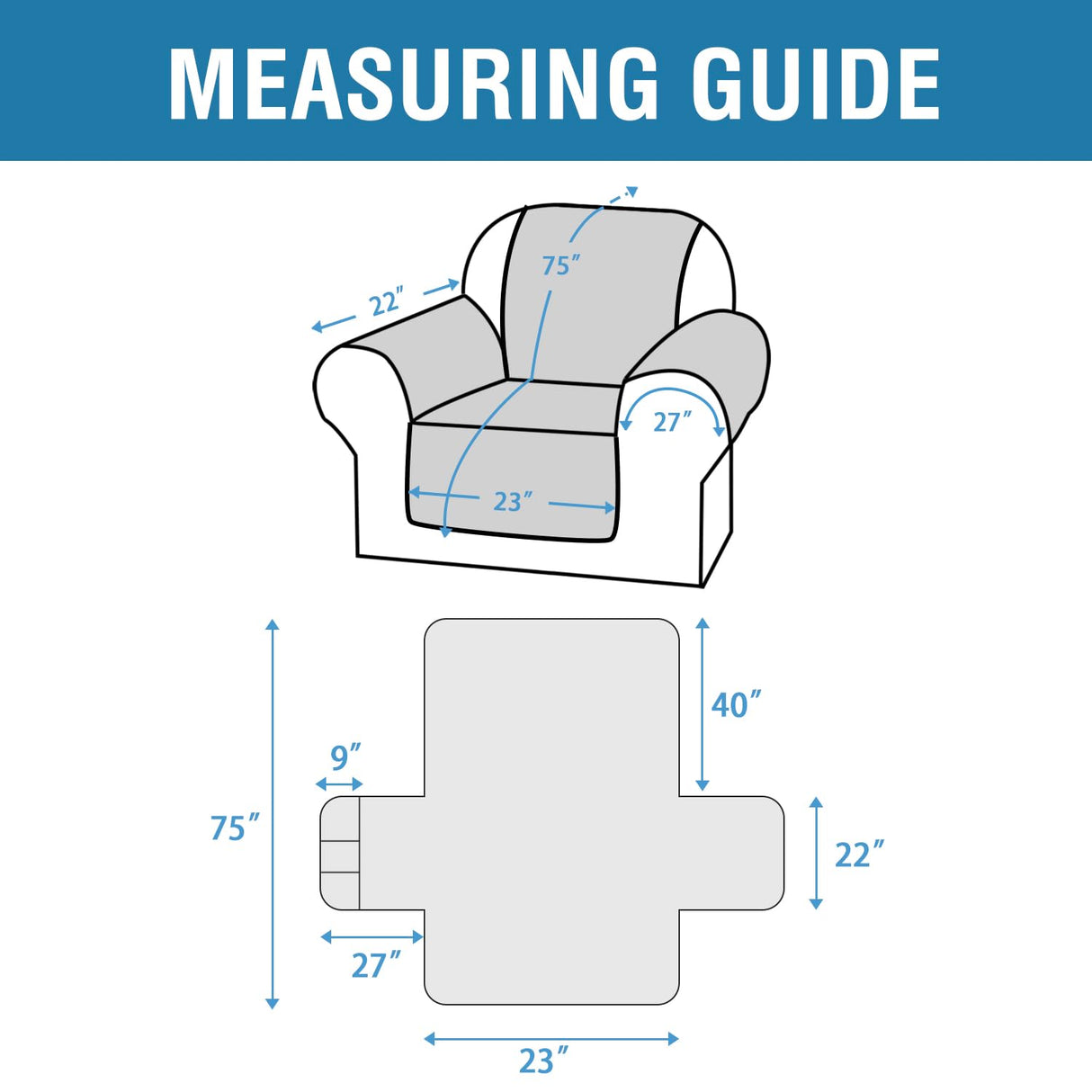 PrimeBeau 100% Waterproof Armchair Covers Washable,Thick Soft Couch Cover for Dogs with Elastic Straps (Armchair, Diamond Shape)